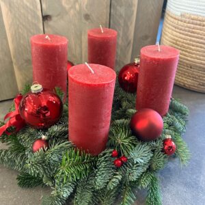 Adventskranz Rot d35cm 14cm Kerzen