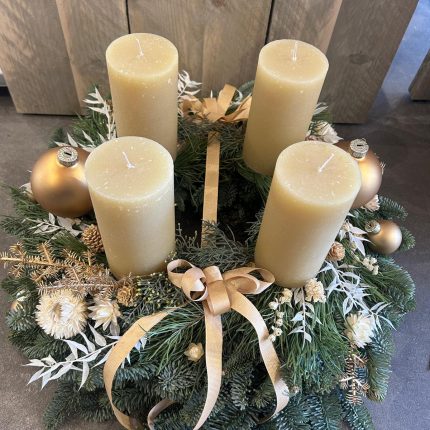 Adventskranz Gold Durchmesser 40cm : Gold mit trocken elenden: kerzen 14cm